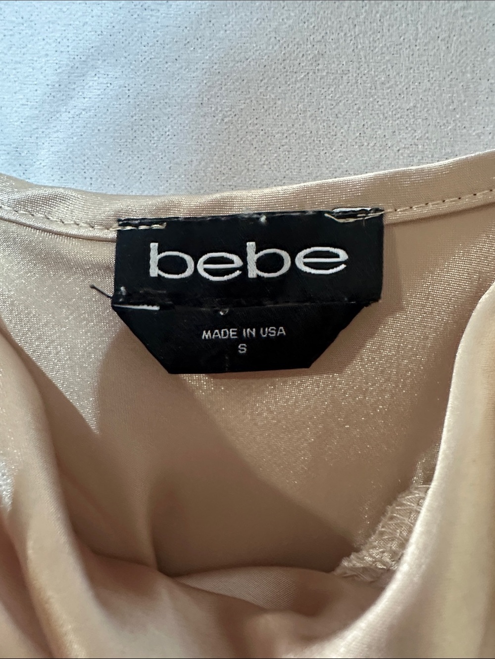 bebe Champagne Satin Slip Dress 0077 - Picture 2 of 3